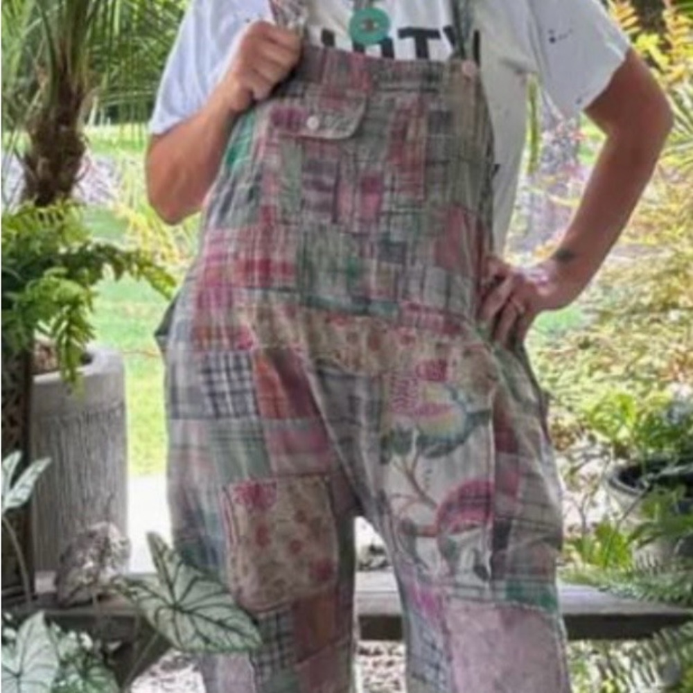 Jaded Gypsy Bohemian Patchwork Jumpsuit in Pink & Green